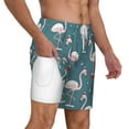 thumbnail image 3 of Picia Flamingo pattern Mens Swim Trunks with Compression Liner Stretch Beach Shorts Quick Dry with Zipper Pockets No-Chafing Board Shorts-Medium, 3 of 9