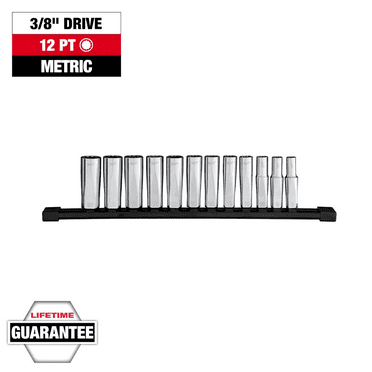 Milwaukee Tool 12pc 3/8 inch Drive 12-Point Deep Well Metric Socket Set