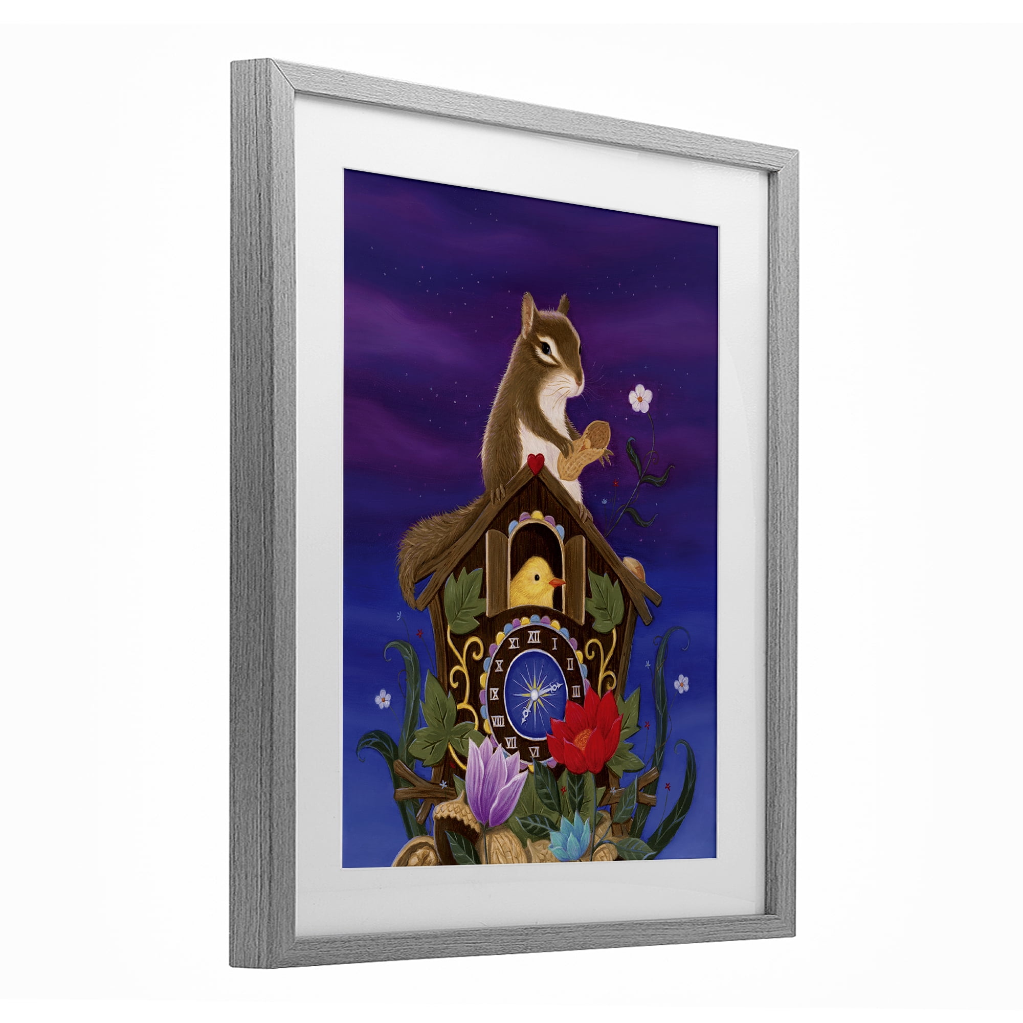 Stupell Industries Nighttime Snack Squirrel Gray Framed Print Under Glass, design by Gina Matarazzo