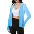 thumbnail image 4 of Htigea Women's Cooling Hoodies Summer Sun Protection Long Sleeve UPF 50+ UV Shirts with Face Mask and Thumb Holes Outdoor Running Hiking Activewear Sky Blue,M, 4 of 7