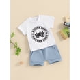 thumbnail image 5 of Aojekbee Toddler Boy Summer 2 Pcs Outfit Letter Print Short Sleeve T-Shirt with Solid Color Shorts for Summer, 5 of 10