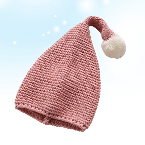 EXHUMKY Pink Knit Hat Warm Winter Beanie Soft Comfortable Cap with Fluffy Hairball