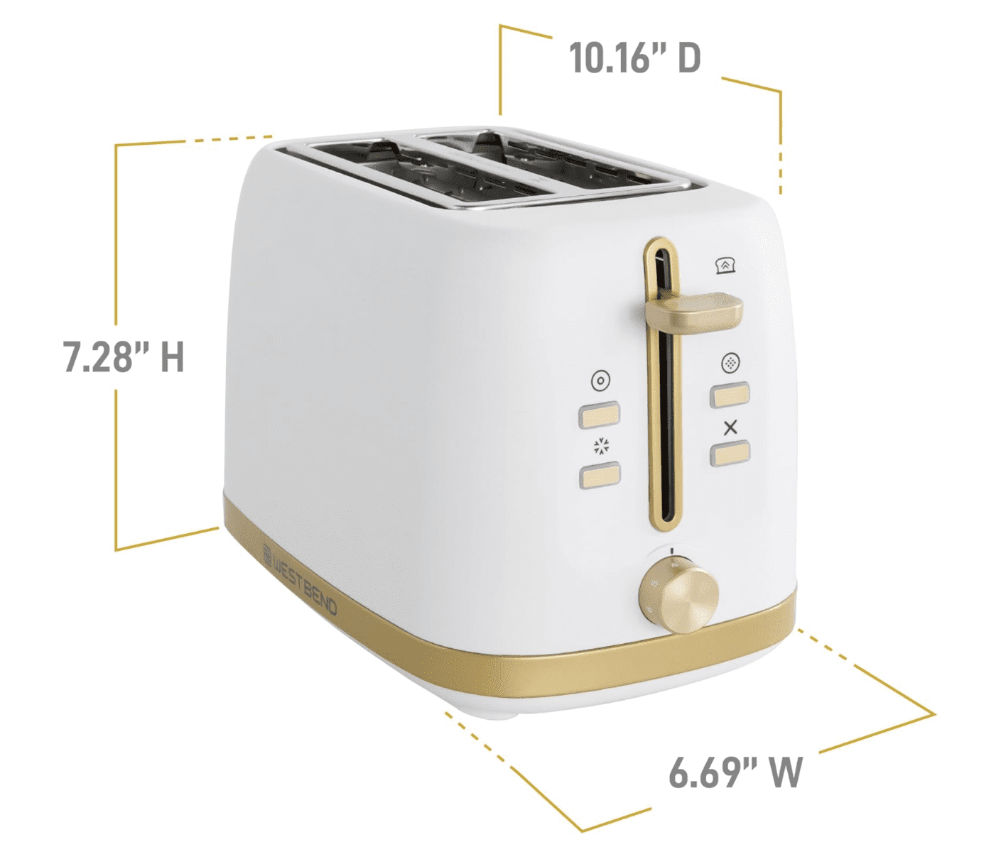 West Bend Timeless 2-Slice Toaster, in White/Gold (TTWB2SWG13)