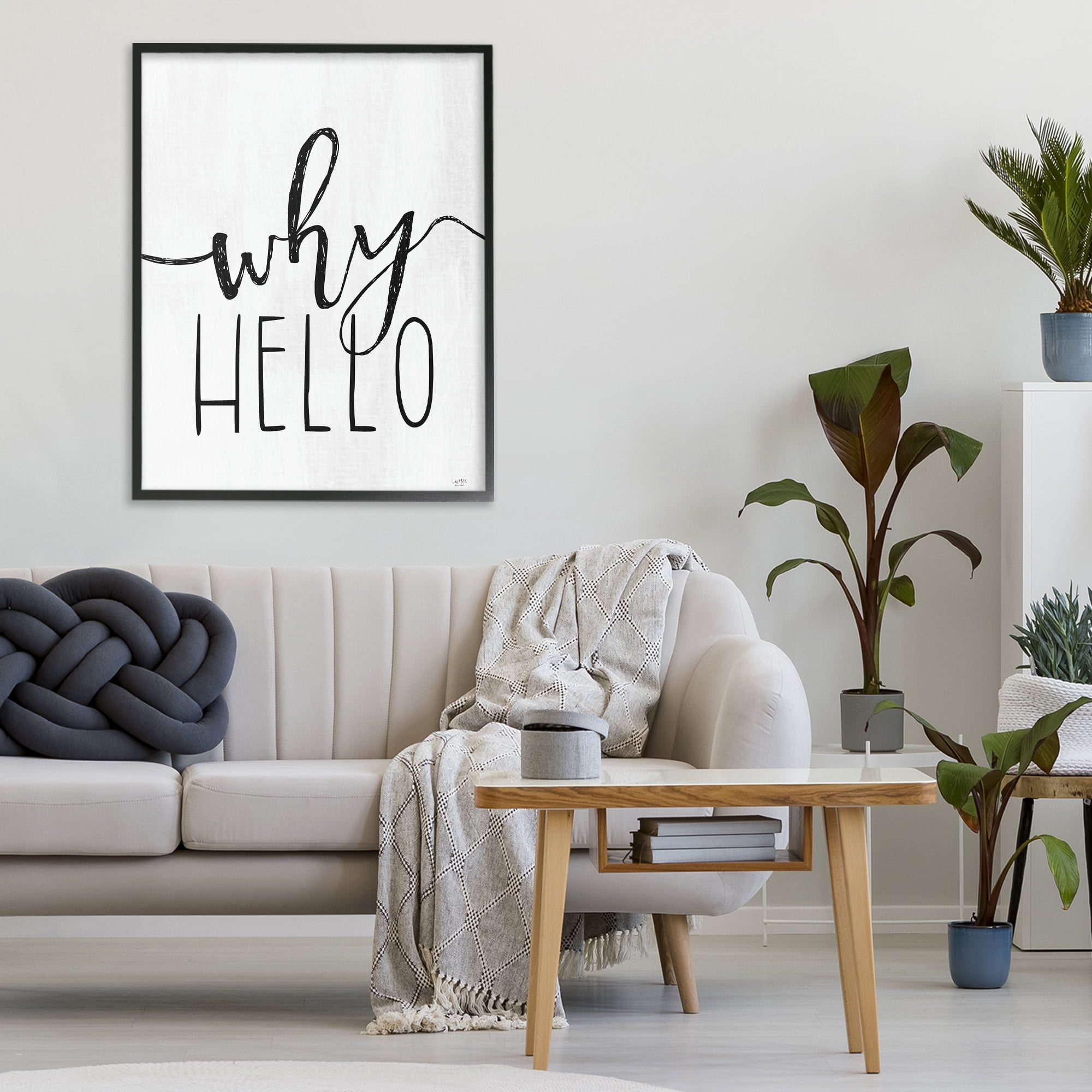 Stupell Industries Why Hello Typography Black Framed Giclee Art, design by Lux + Me Designs