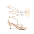 thumbnail image 3 of BLISSFUL STEP Sandales à Talon Bas Lacées pour Femmes Beige (Taille 10), 3 of 4