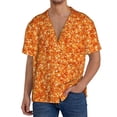 thumbnail image 3 of KLL Orange Glitter Print Men's Shirt Short Sleeve Button Down Summer Cuba Beach Shirts- Small, 3 of 7