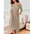 thumbnail image 2 of Ekouaer Womens Knit Robe Set 2 Piece Nightgown with Robes Long Sleeves Lounge Sets with Pockets, 2 of 6