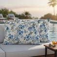 thumbnail image 2 of Outdoor Pillow Cover Blue Flowers Leaves Set of 2 Waterproof Throw Pillowcases Watercolor Spring Floral Plant Decorative Patio Furniture Pillows for Couch Garden Indoor & Outdoor Use, 2 of 9