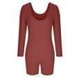 thumbnail image 4 of Combinaisons pour Femmes Yoga Manches Longues Col Rond Côtelé Sport Ajusté Combinaison Chat Body pour Femmes, 4 of 6