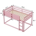 thumbnail image 5 of Mirightone Low Bunk Bed Twin Over Twin, Wood Bunk Beds with Bookshelf & Ladder, Floor Bunk Bed with Full Guardrails, Pink, 5 of 8