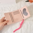 thumbnail image 4 of Linnome Cute Heart Shaped Coin Purse Mini Trifold Wallet With Wrist Strap RFID Blocking For Women Girls Small Card Holder Keychain, 4 of 8