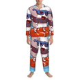 thumbnail image 4 of Bingfone Men'S Pajama Set 2 Piece Loungewear Pjs, Long Sleeve With Pajama Pants-Sushi Salmon Surfing, 4 of 9