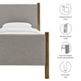 thumbnail image 4 of Platform Bed Frame, Twin, Gray, Fabric, Hotel Bedroom, Modern Contemporary, HB38176, 4 of 9