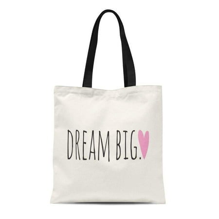 - SIDONKU Canvas Tote Bag Inspire Dream Big Heart Ideas Girly Popular Law Attraction Reusable Handbag Shoulder Grocery Shopping Bags