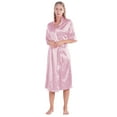 thumbnail image 6 of Women Men Couple Satin Silk Robes Kimono Satin Bathrobe Long V Neck Sleepwear with 3/4 Sleeve, 6 of 7