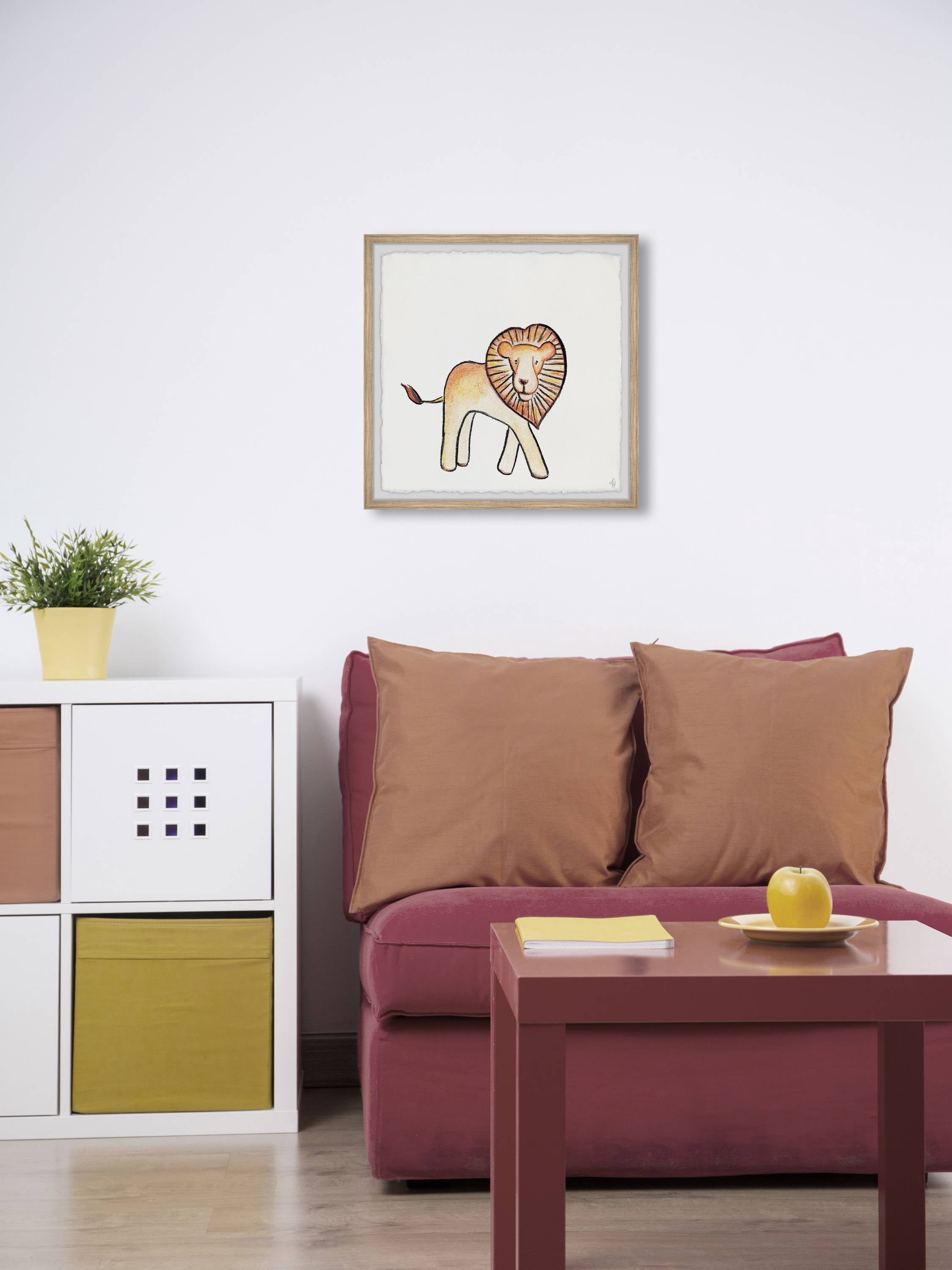 Marmont Hill Walking Lion Framed Wall Art, 18.00" x 1.50"