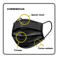 thumbnail image 3 of Cubrebocas Tricapa Termosellado Plisado Negro 1000 Piezas Negro, 3 of 4