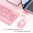 thumbnail image 4 of Meetion Pink Wireless Keyboard and Mouse Combo with Wrist Rest, USB 2.4G Full-Size, for PC/Home Office, 4 of 8