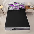 thumbnail image 4 of Homewish Purple Spiral Swirl Zipper Full Size Comforter Sets with Fitted Sheet and 2 Pillowcases,Modern Abstract Art Zipper Bedding Set,Black Reversible,4pcs, 4 of 8