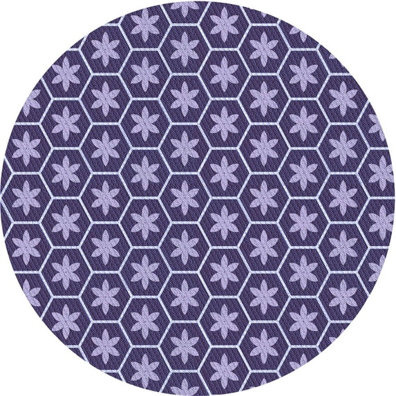 Ahgly Company Machine Washable Indoor Round Transitional Purple Mimosa Purple Area Rugs, 6' Round