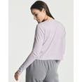 thumbnail image 4 of Real Essentials 4 Pack: Women's Cotton Long Sleeve Crew Crop Top - Casual Cropped T-Shirt (Available In Plus Size), 4 of 6