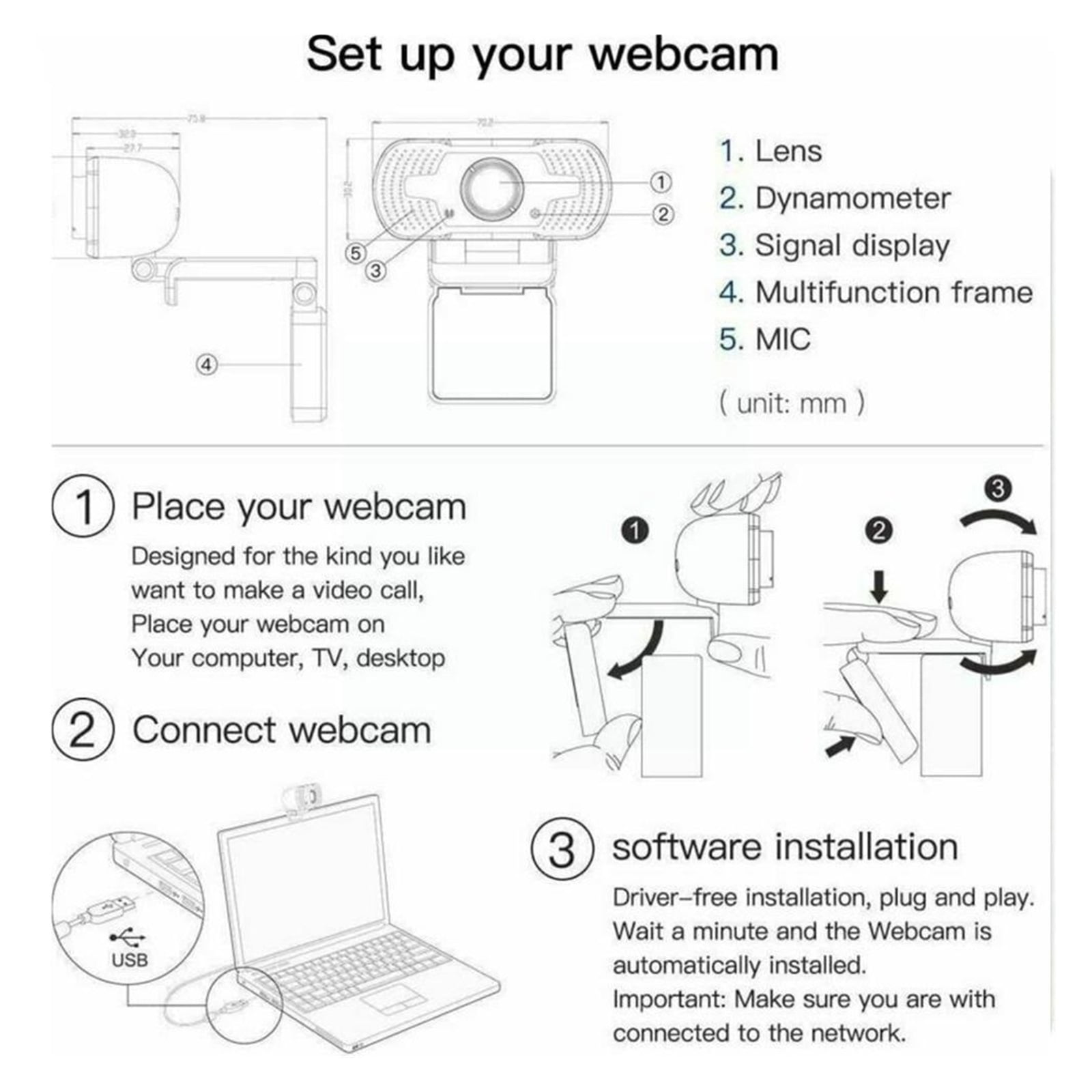 Webcam Web Camera With Microphone PC Camera 1080p HD 4K Cam Web USB For Computer Full 60fps For PC Web Webcam Camera ,HD Video
