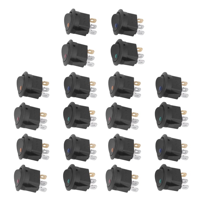 Interruptor de encendido y apagado SPST NikouMX 20 piezas 12 V redondo accesorios para automóviles y barcos