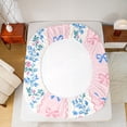thumbnail image 5 of Homewish Pink Blue Ribbon Full Size Sheets for Girl, Vintage Boho Flower Bed Sheets, Cartoon Bow Theme Sheet Sets, Breathable Home Decor, 4-Piece, 5 of 7