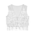 thumbnail image 5 of Mufeng Men's Shiny Sequin Tassel Vest Top Glitter V Neck Crop Tank Top Waistcoat Party Clubwear Silver 3XL, 5 of 7