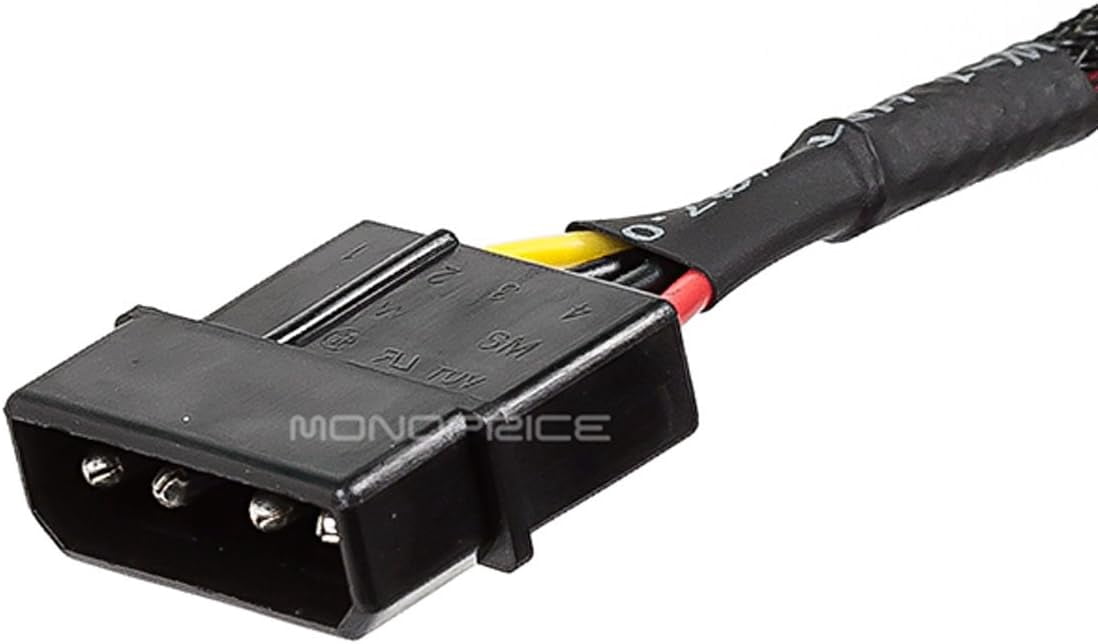 HRTGFD-Data Cable - 2 Feet - 4-pin MOLEX Male to 4X 15-pin SATA II Female Power Cable (Net Jacket)