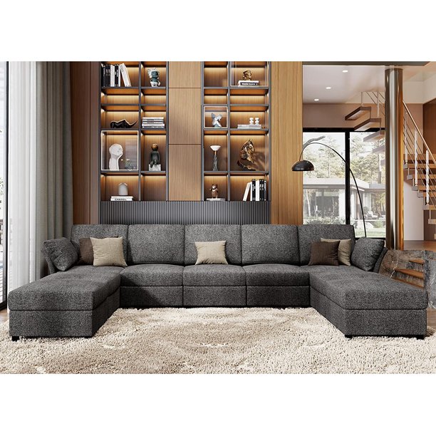Amerlife Sectional Sofa, Modular Sectional Couch with Ottomans 9 Seat