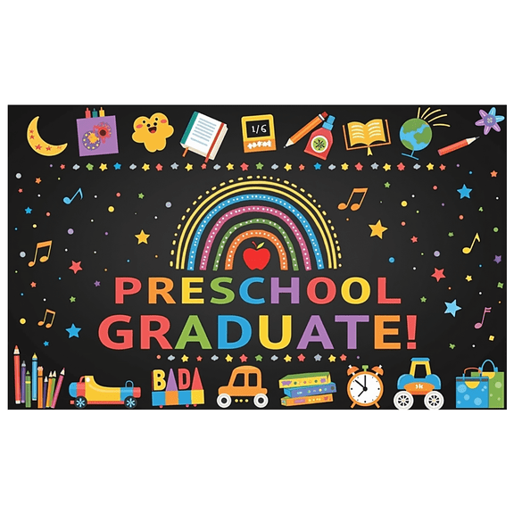 Colorful Graduation Banner Preschool Background Decorative Polyester for Graduation Party School Event Kids Celebration