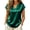 Green, variant on CYMMPU Women's Summer Satin V-Neck Blouse, Short Sleeve with Dolman Cuffs, Elegant Everyday Top Black S