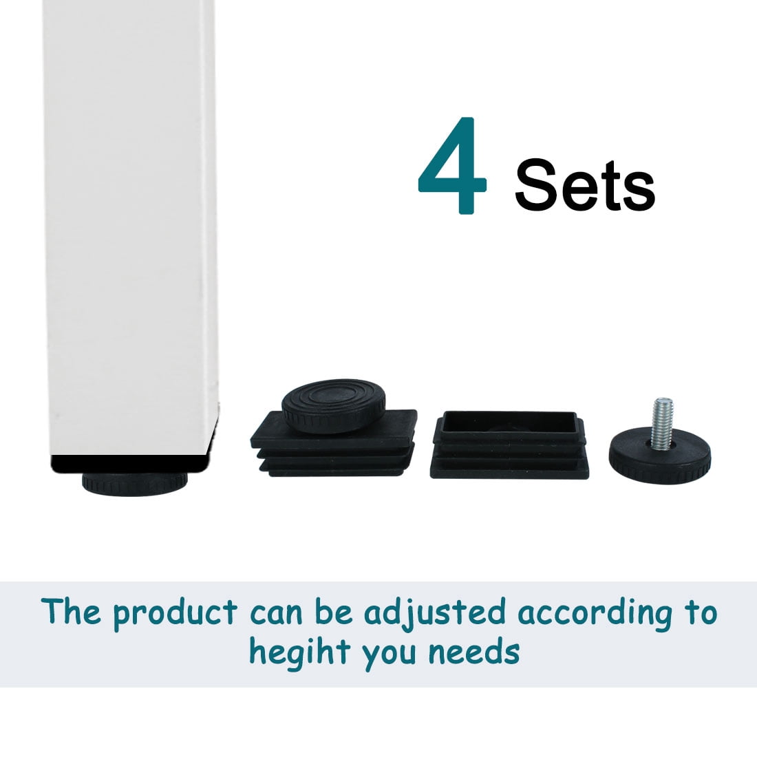 Unique Bargains 4Pcs Adjustable Leveling Feet Inserts Furniture Table Glide 0.98" x 1.96"