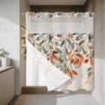 thumbnail image 4 of Green Orange Leaf No Hook Shower Curtain with Snap in Liner Watercolor Botanical Vintage Linen Waterproof Bathroom Shower Curtain with See Through Top Window for Bathtub 72" x 78", 4 of 9