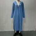 thumbnail image 6 of ClodeEU Women's Long Hooded Velvet Soft Cardigan ,Plus Size Open Front Drape Coat,Fall Long Sleeve Cardiganc Light Blue,Womens Plus L, 6 of 6