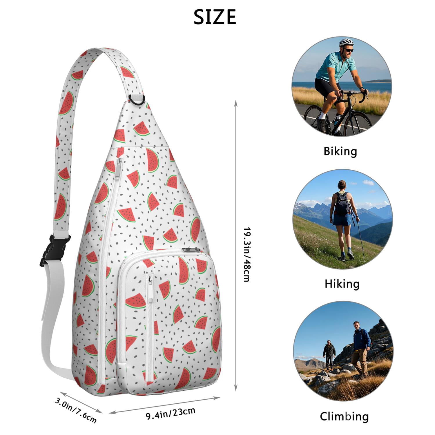Summer Fresh Watermelon Print Sling Bag – Tear-resistant Organizer Chest Bag, Unisex Geometric Pattern Bag for Gym, Running and Daily Commute