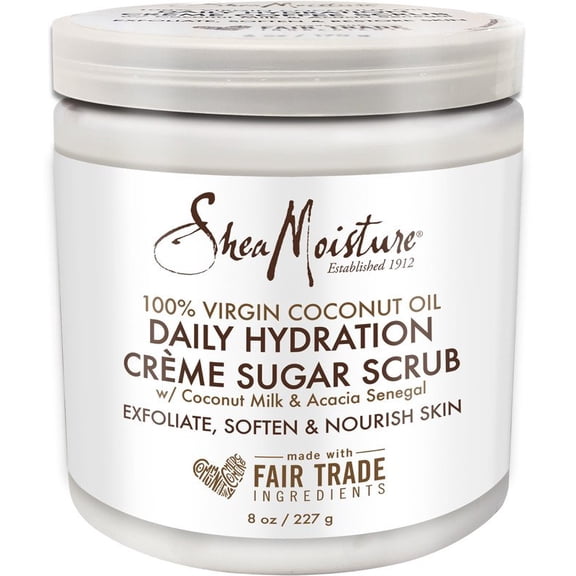 SheaMoisture Daily Hydration Crème Sugar Scrub 100% Virgin Coconut Oil 8 oz