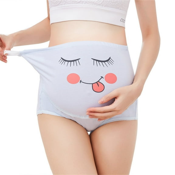 Edvintorg Maternity Underwear for Women Fashion Cotton Maternity Panties Cute Printed Plus Size Breathable High Waist Support Adjustable Pregnancy Underwear Leggings