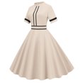 thumbnail image 3 of Bigersell Valentines Dress for Women Clearance Female Crew Neck Short Sleeve Knee Length Vintage Dress Style D-65 Long Dresses Ladies Formal Regular Summer Dresses , Beige XXL, 3 of 6