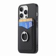 thumbnail image 2 of For Iphone 16 Pro Carbon Fiber Card Wallet Ring Phone Case(Black),iPhone 14 Pro Max, 2 of 6