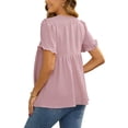 thumbnail image 3 of INSPIRE CHIC Women's Mother's Days Maternity Casual Round Neck Ruffle Sleeve Button T-Shirts Babydoll Loose Fit Peplum Tops XL Dark Pink, 3 of 6
