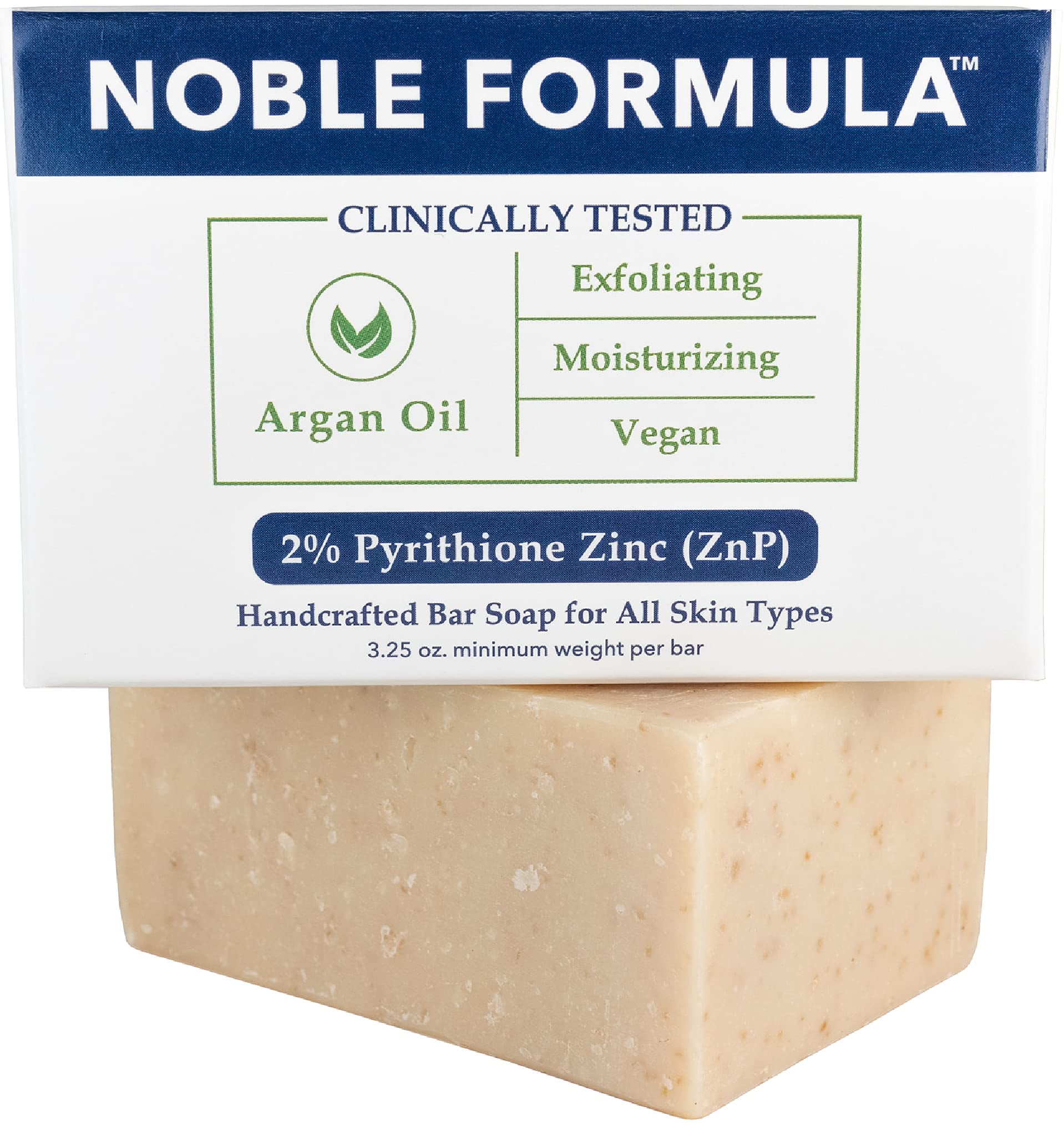 Noble Formula 2 Pyrithione Zinc (ZnP) Argan Oil Bar Soap, 3.25 oz