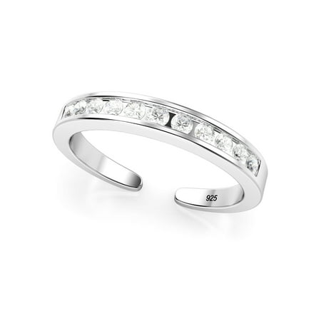 Sterling Silver Cubic Zirconia Adjustable Toe Band Ring