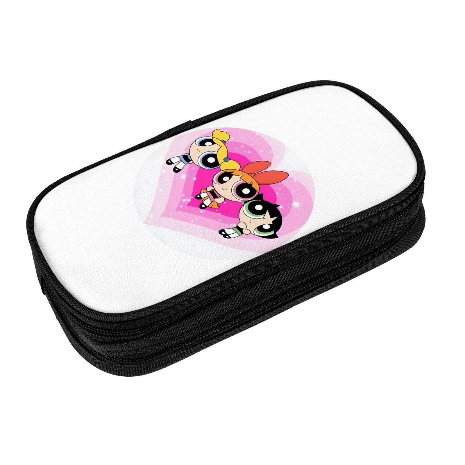 The Powerpuff Gi-rls Pencil Case Large Capacity Pencil Pouch Penbag Office Stationery Organizer Travel Makeup Bag Black