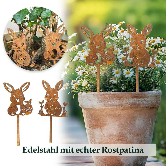 ERK Rabbit Garden Decoration Rabbit Garden Decoration Decorative Rabbit Garden Stake Easter Bunny Decoration Made Of With Patina Decoration Garden Deco
