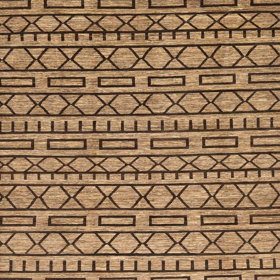 Ahgly Company Machine Washable Indoor Square Abstract Saddle Brown Area Rugs, 3' Square