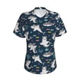 thumbnail image 2 of Uemuo Friendly Sharks Printed Women's Classic V-Neck T-Shirt - Soft, Breathable, Moisture-Wicking, Perfect for Casual, Office, Travel, and Everyday Wear-Small, 2 of 5