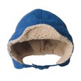 thumbnail image 1 of Gorro de invierno unisex para bebés y niños pequeños, gorro para clima frío para niños y niñas, gorro pequeño de algodón con forro de sherpa, azul, 1 of 5
