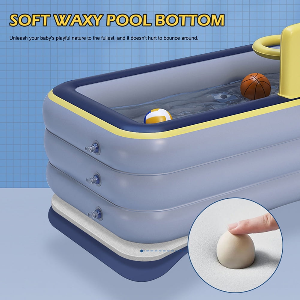 Kadyn Toy Inflatable Pool, Thickened Family Inflatable Pool with Basketball Rack, Kids Inflatable Pool for Outdoor, Garden, Gray Kadyn Toy Inflatable Pool, Thickened Family Inflatable Pool with Basketball Rack, Kids Inflatable Pool for Outdoor, Garden, Gray